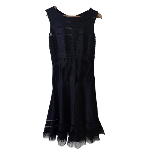 Tadashi Shoji Dress Size XS Little‎ Black Sleeveless Ruffle Mesh - Picture 1 of 5